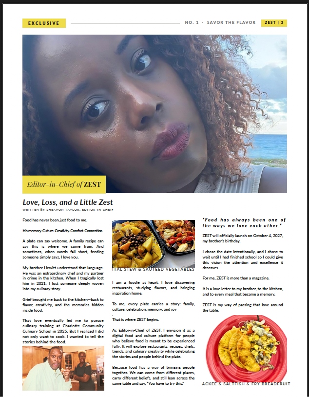 ZEST editor's letter page
