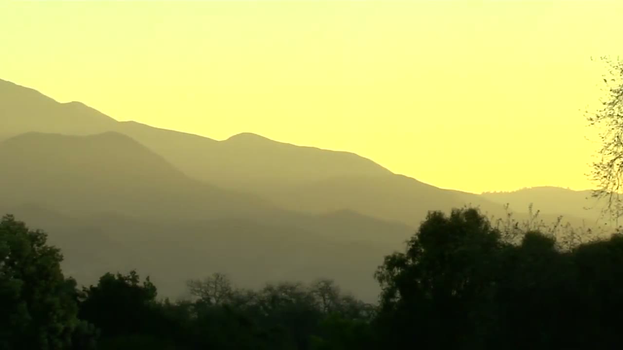 Still from the Rooted commercial — sunrise over a farm ridge
